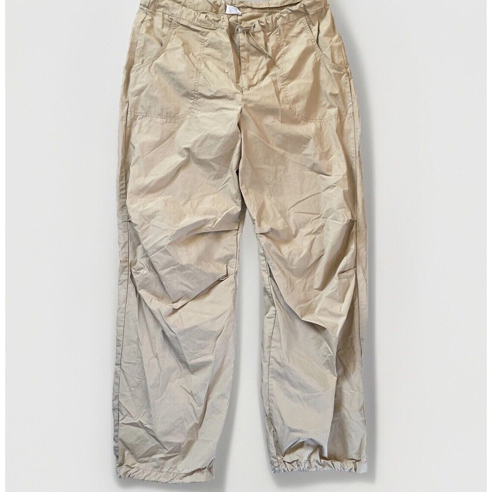 Cotton : On Parachute Wide Leg pants size 6 Drawstring Beige Tan oversized - Picture 4 of 9